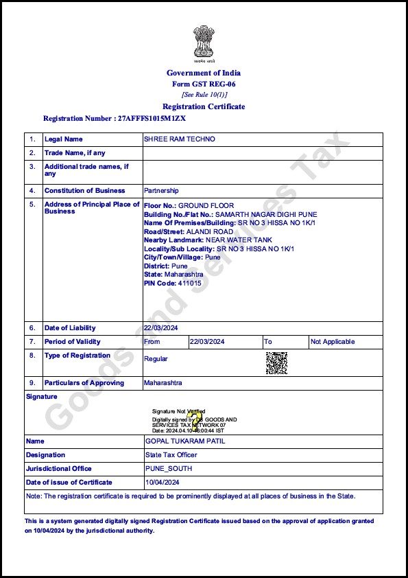 GST registration certificate