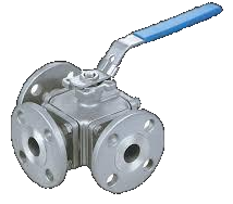 Three-way flanged ball valve